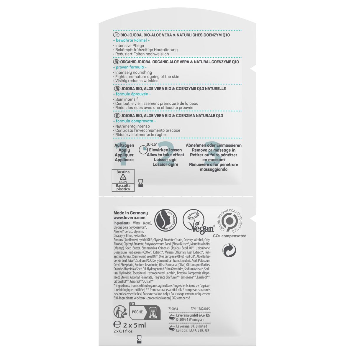 Lavera Anti-Falten Maske Q10 basis sensitiv 2 x 5 ml