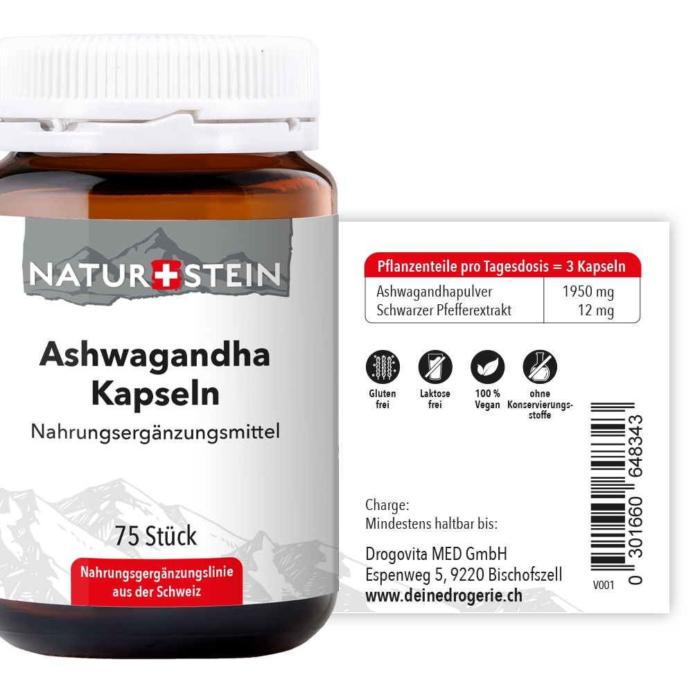 Naturstein Ashwagandha Kapseln 75 Stück Naturstein Ashwagandha Kapseln 75 Stück