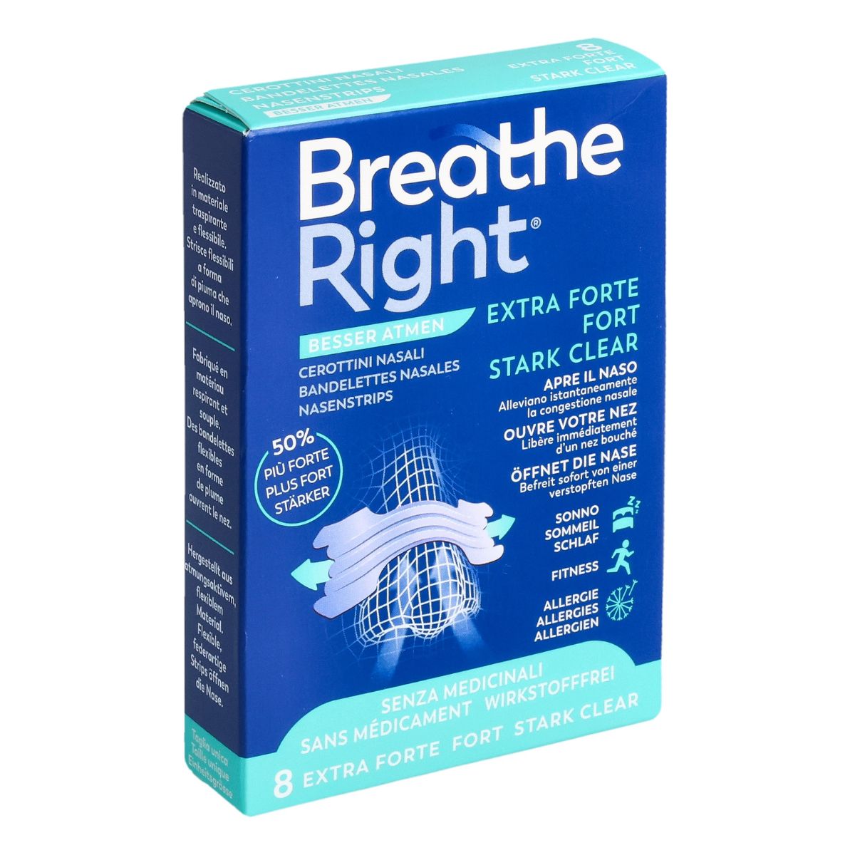 Breathe Right Nasenpflaster Extra Strength Clear 8 Stück