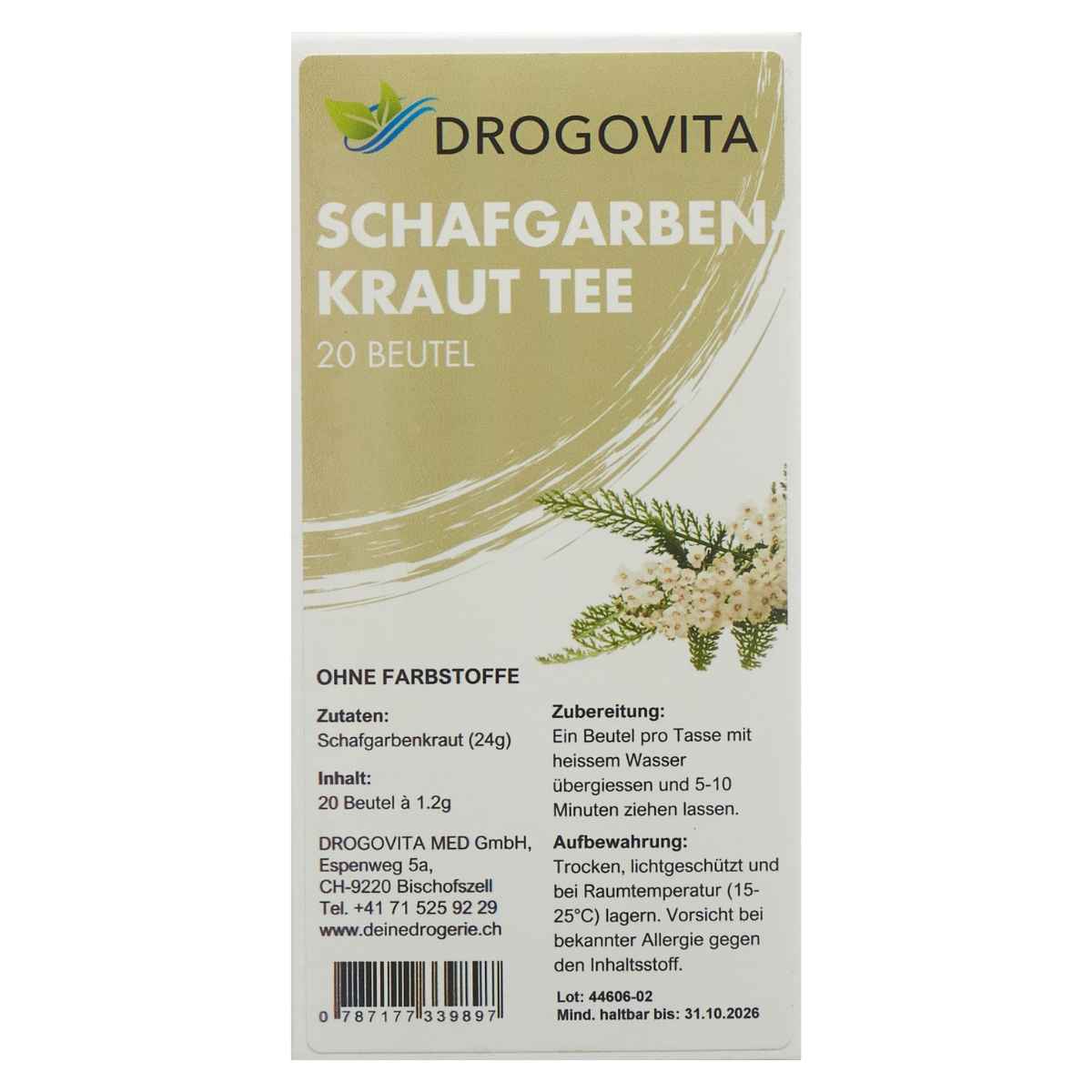 DROGOVITA Infusion d'achillée millefeuille, 20 sachets DROGOVITA Infusion d'achillée millefeuille, 20 sachets