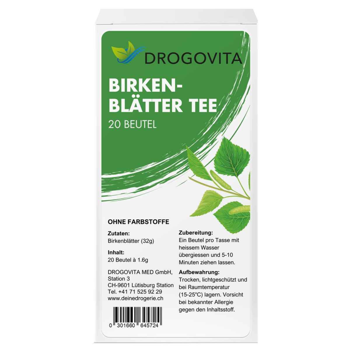 DROGOVITA Tisane de feuilles de bouleau sachets 20 pièces DROGOVITA Tisane de feuilles de bouleau sachets 20 pièces