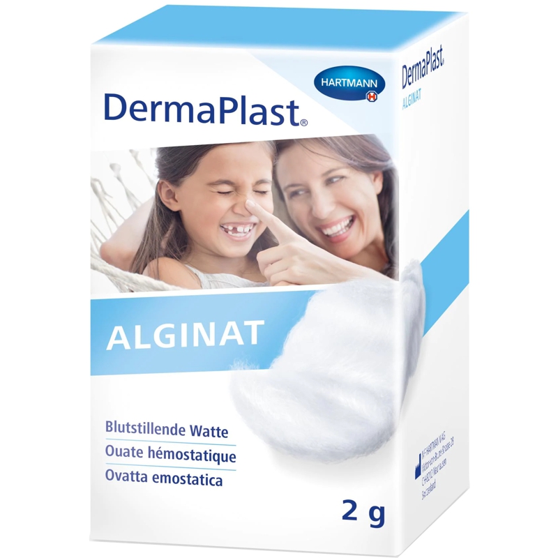 DERMAPLAST ALGINAT Blutstillende Watte Glas 2 g DERMAPLAST ALGINAT Blutstillende Watte Glas 2 g
