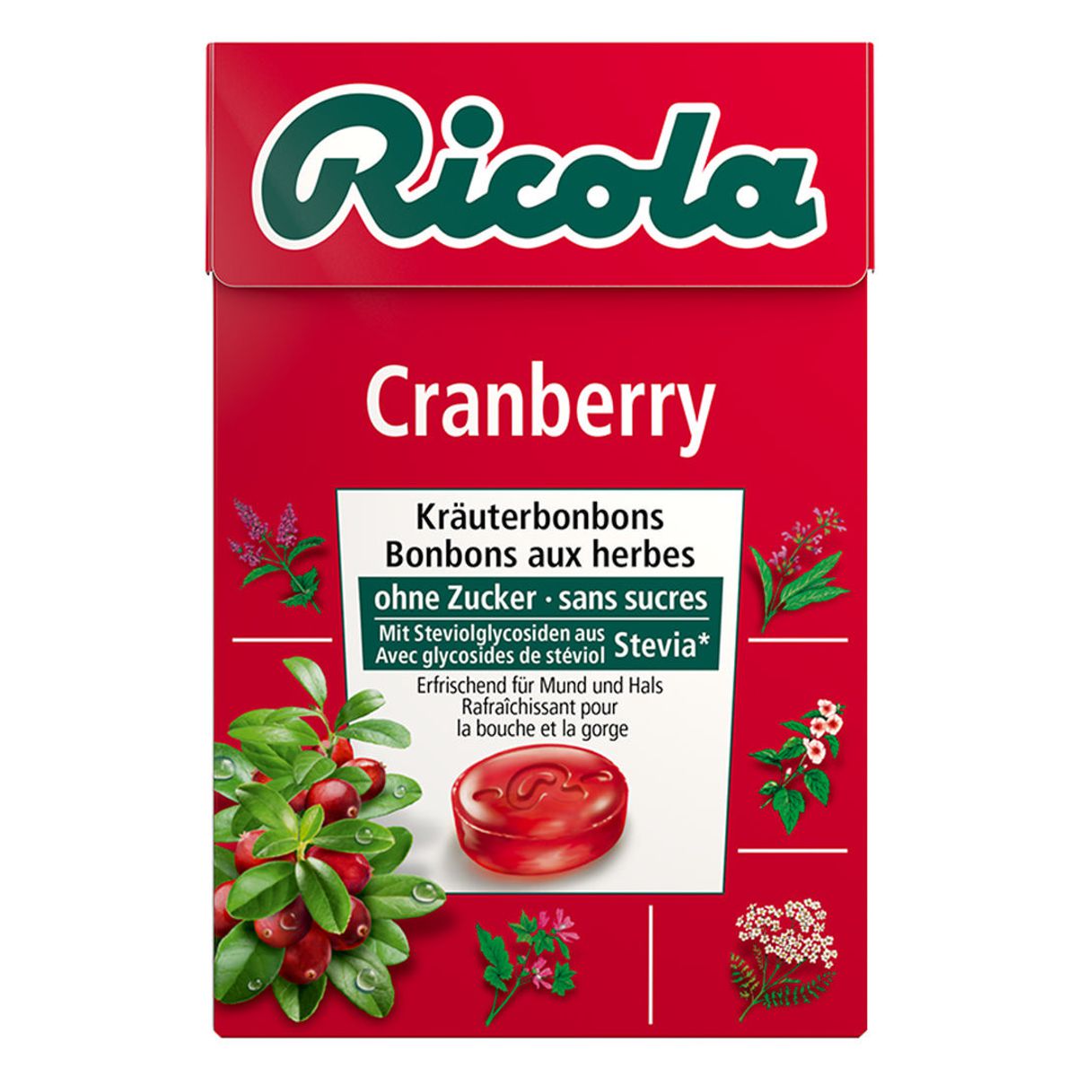 Ricola Cranberry Bonbons ohne Zucker Box 50 g Ricola Cranberry Bonbons ohne Zucker Box 50 g