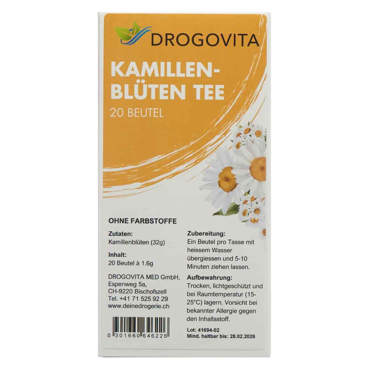 DROGOVITA Kamillen Tee Beutel 20 Stück DROGOVITA Kamillen Tee Beutel 20 Stück