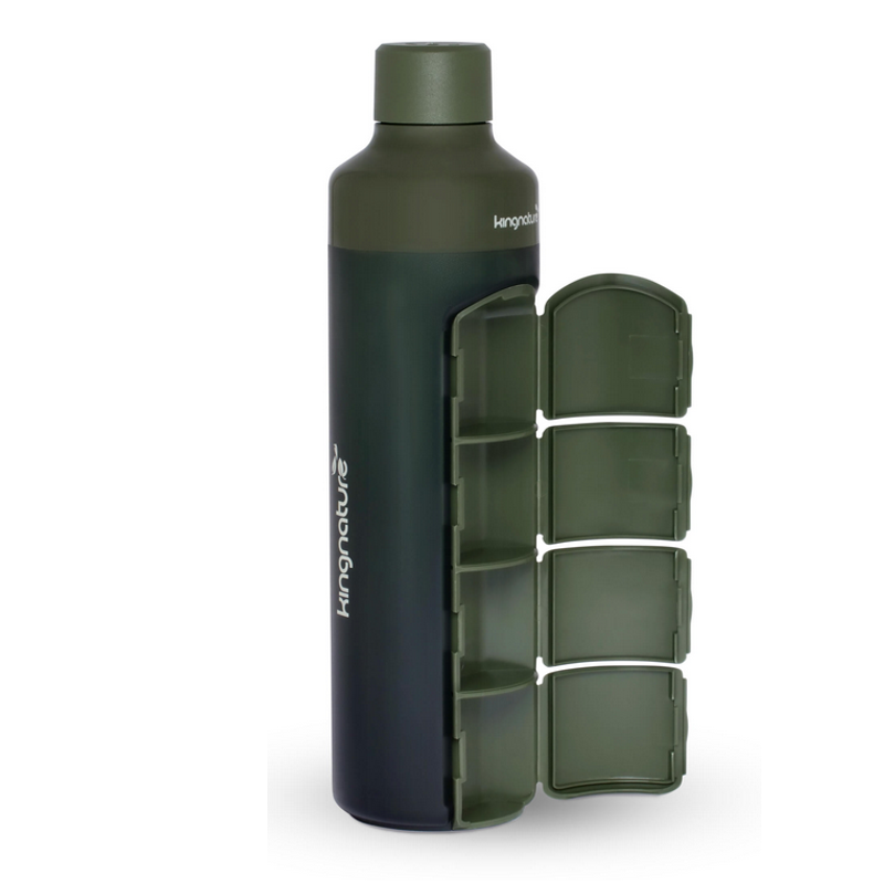 Kingnature Wasserflasche mit Kapseldose 375 ml