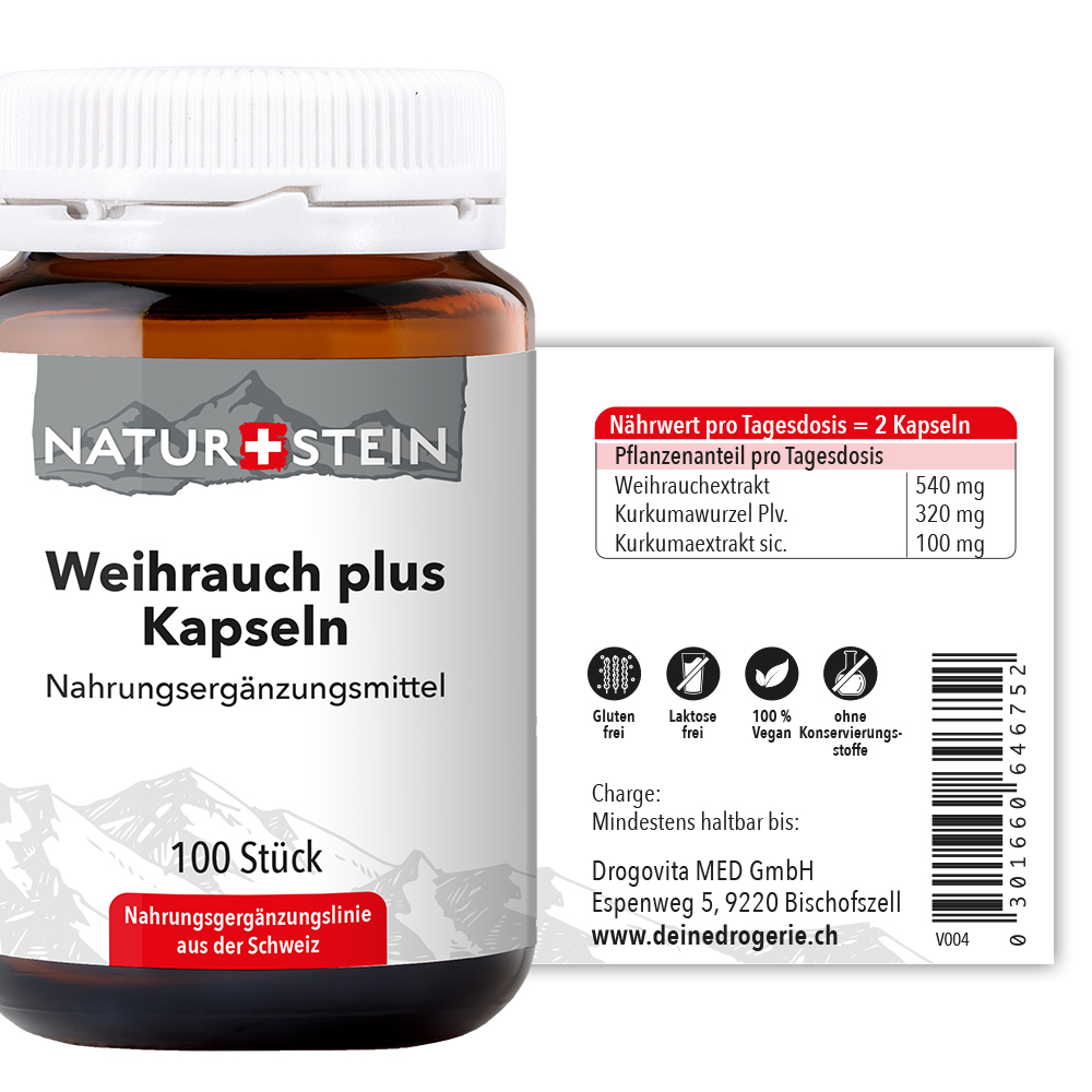 Naturstein Weihrauch plus Kapseln 100 Stück Naturstein Weihrauch plus Kapseln 100 Stück