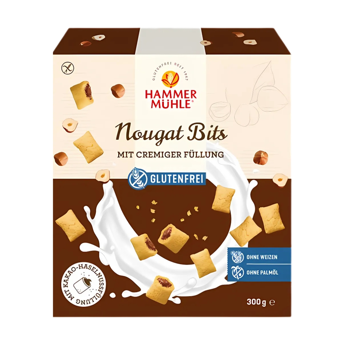 Hammermühle Nougat Bits Schokoladenkissen glutenfrei 300 g Hammermühle Nougat Bits Schokoladenkissen glutenfrei 300 g