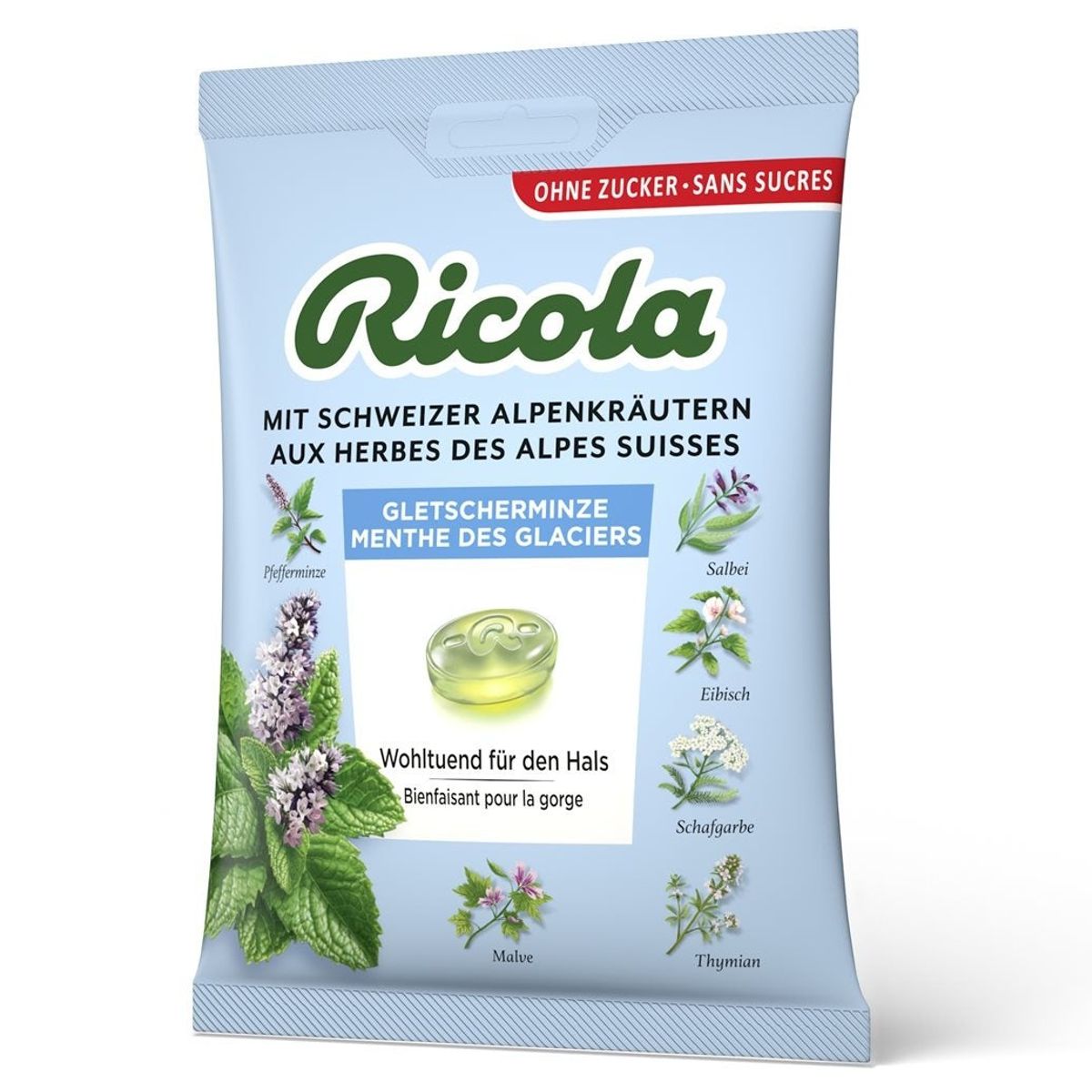 Ricola Gletscherminze Bonbons ohne Zucker Beutel 125 g Ricola Gletscherminze Bonbons ohne Zucker Beutel 125 g