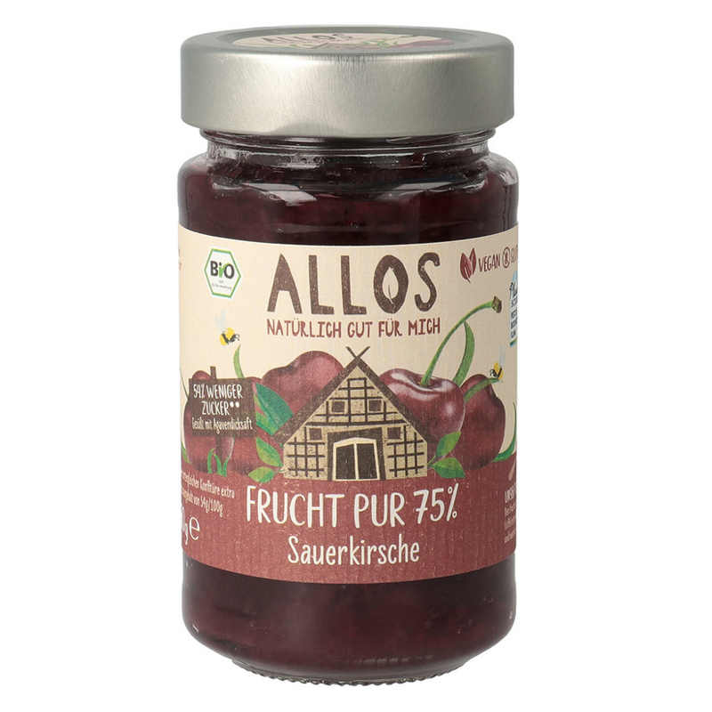 ALLOS Frucht Pur Konfitüre 75 % Sauerkirsche Bio 250 g ALLOS Frucht Pur Konfitüre 75 % Sauerkirsche Bio 250 g