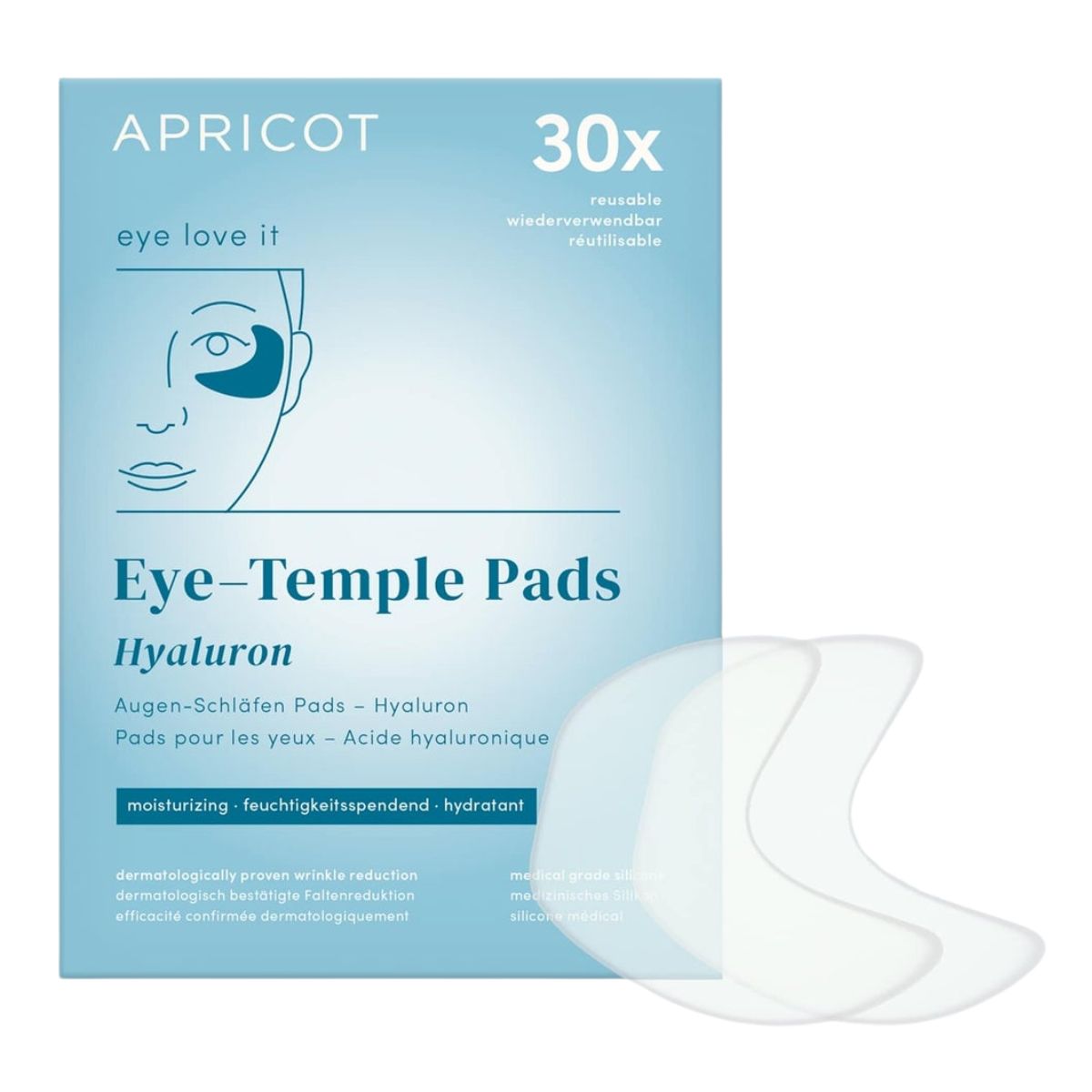 Apricot Augen und Schläfen Pads mit Hyaluron wiederverwendbar 2 Stück