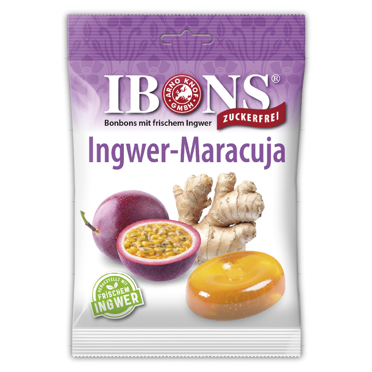 IBONS Ingwer Bonbon Maracuja ohne Zucker Beutel 75 g IBONS Ingwer Bonbon Maracuja ohne Zucker Beutel 75 g