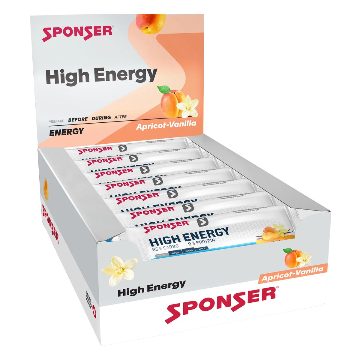 Sponser High Energy Bar abricot vanille 30x 45 g Présentoir