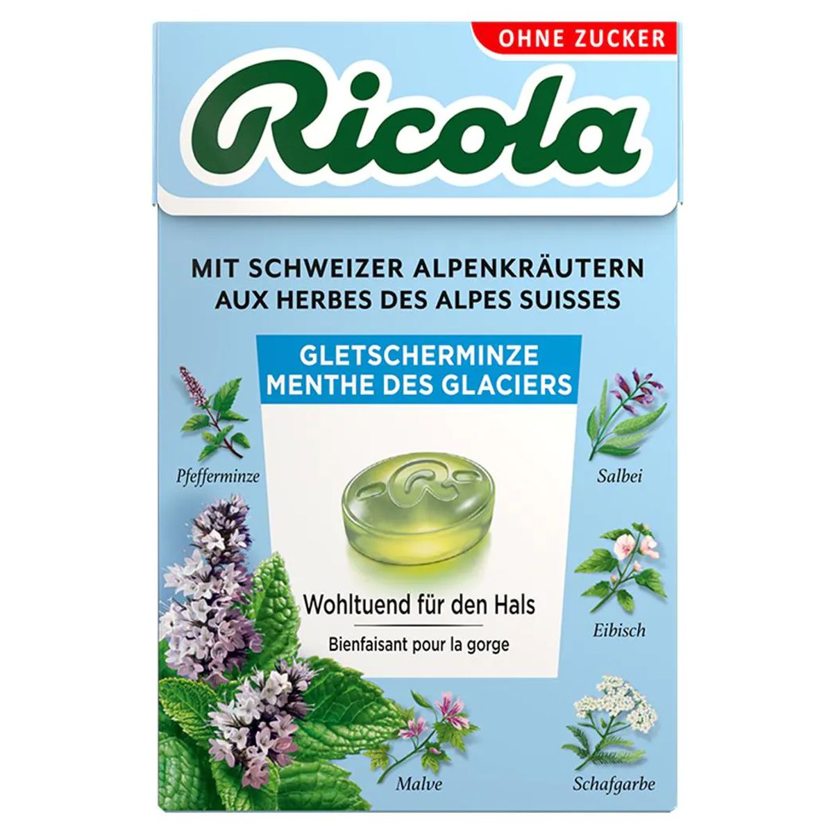 Ricola Gletscherminze Bonbons ohne Zucker Box 50 g Ricola Gletscherminze Bonbons ohne Zucker Box 50 g