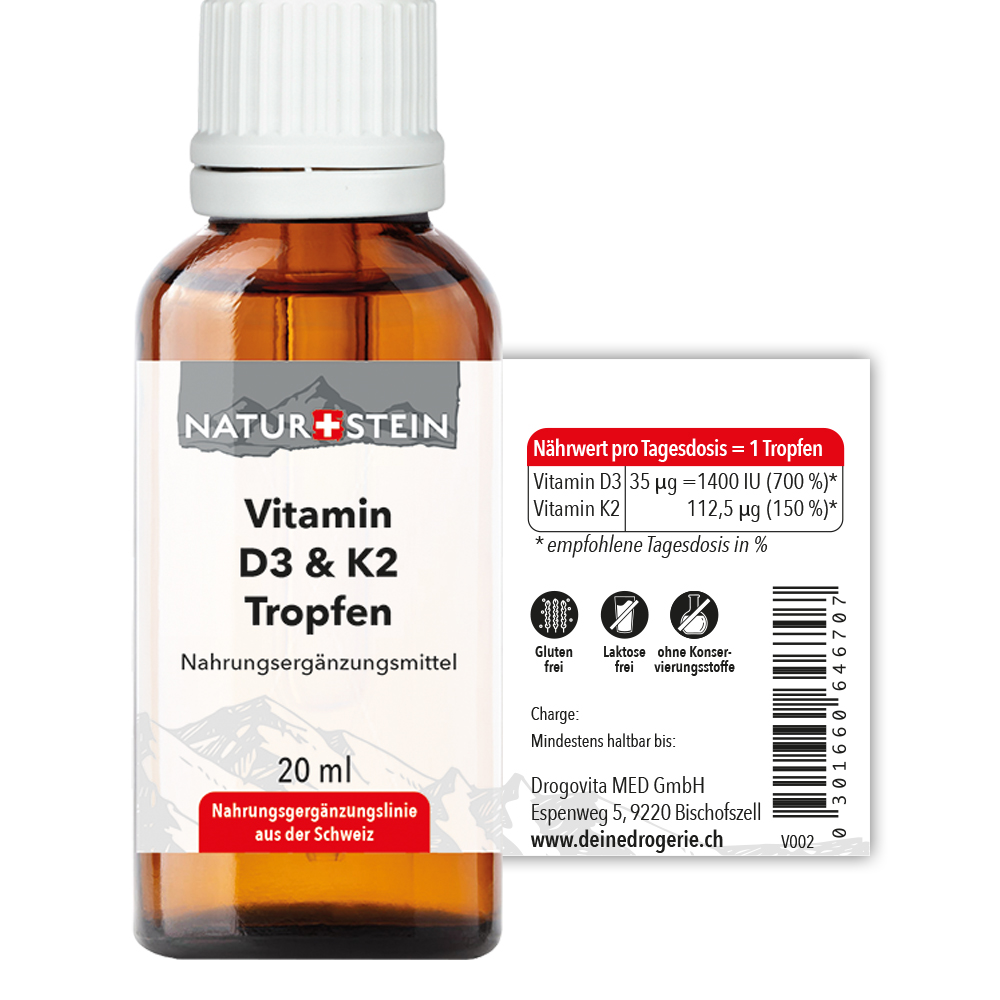 Naturstein Vitamin D3 K2 Öl Tropfen Glasfl 20 ml Naturstein Vitamin D3 K2 Öl Tropfen Glasfl 20 ml