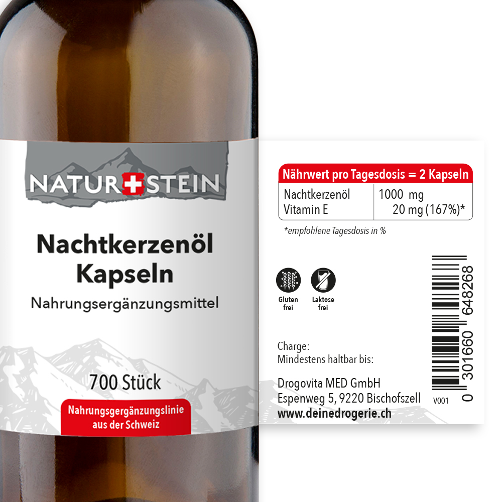 Naturstein Nachtkerzenöl Kapseln 700 Stück Naturstein Nachtkerzenöl Kapseln 700 Stück