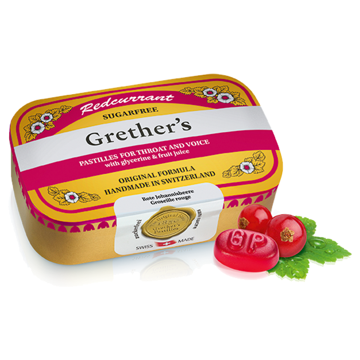 Grethers Redcurrant Vitamin C Pastillen ohne Zucker Dose 110 g
