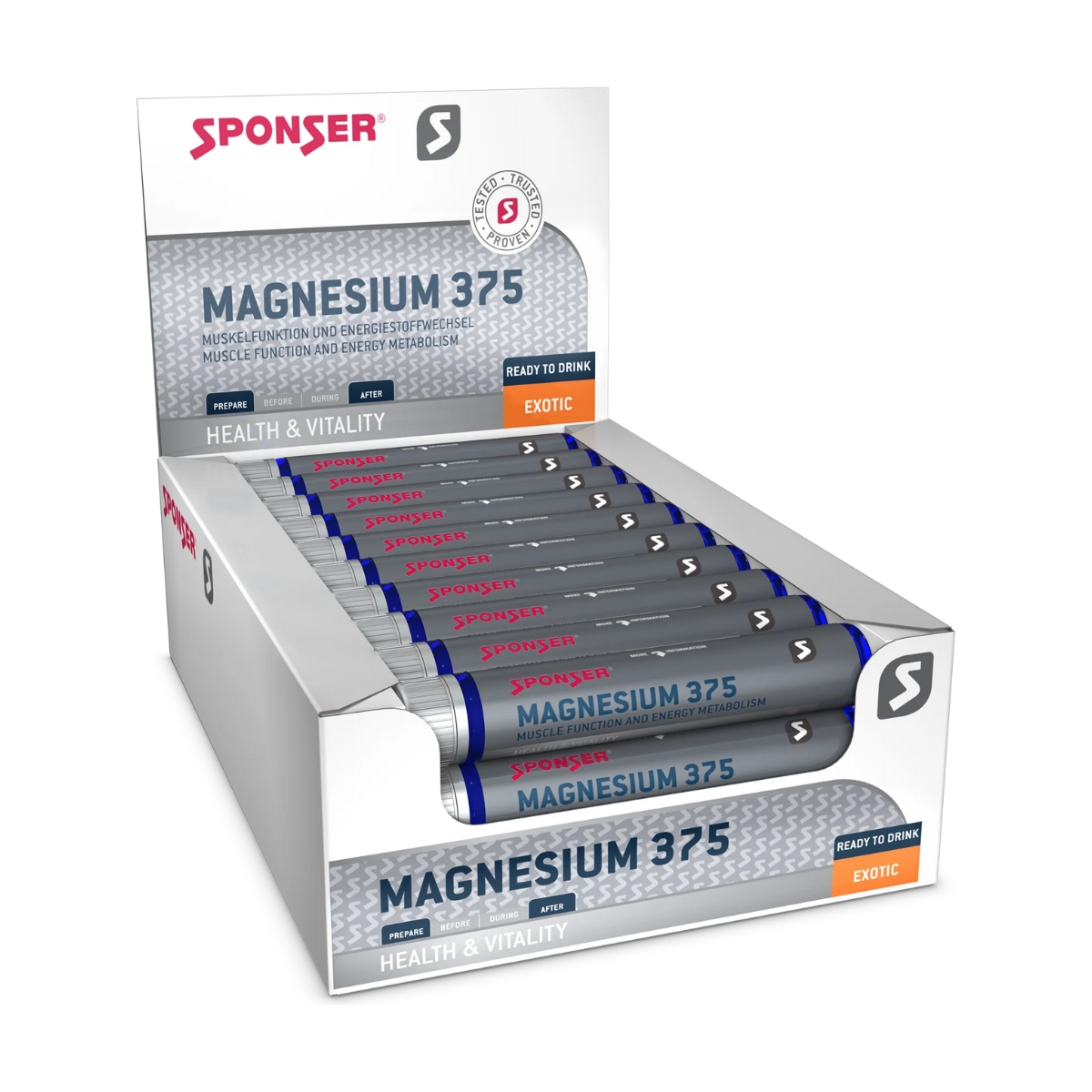 Sponser Magnesium 375 Exotic Ampulle 30 x 25 ml Display