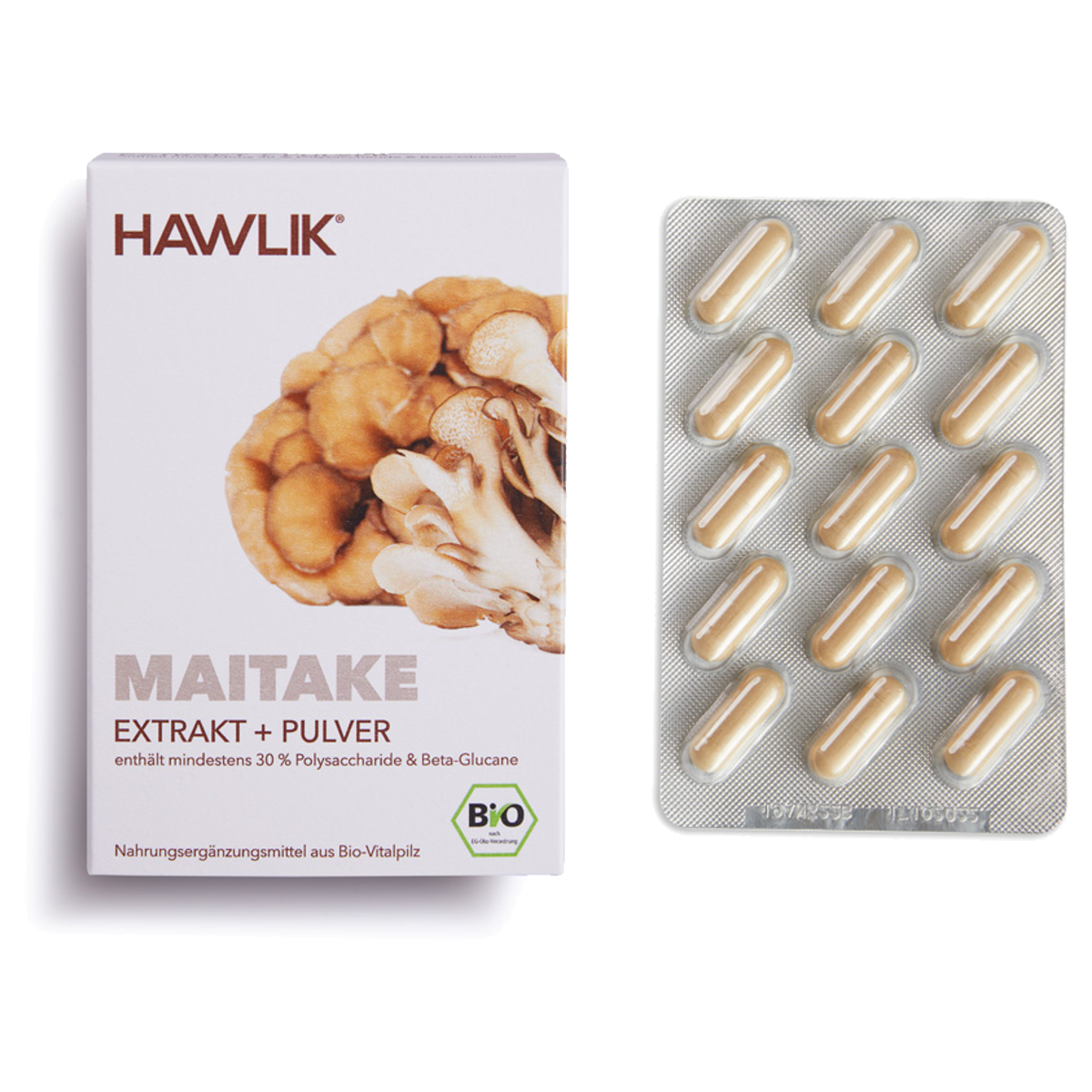 Hawlik Bio Maitake Extrakt + Pulver Kapseln 120 Stück Hawlik Bio Maitake Extrakt + Pulver Kapseln 120 Stück