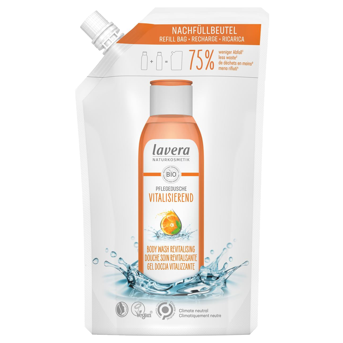 Lavera Pflegedusche Vital Bio-Orange & Bio-Minze Nachfüllbeutel 500 ml