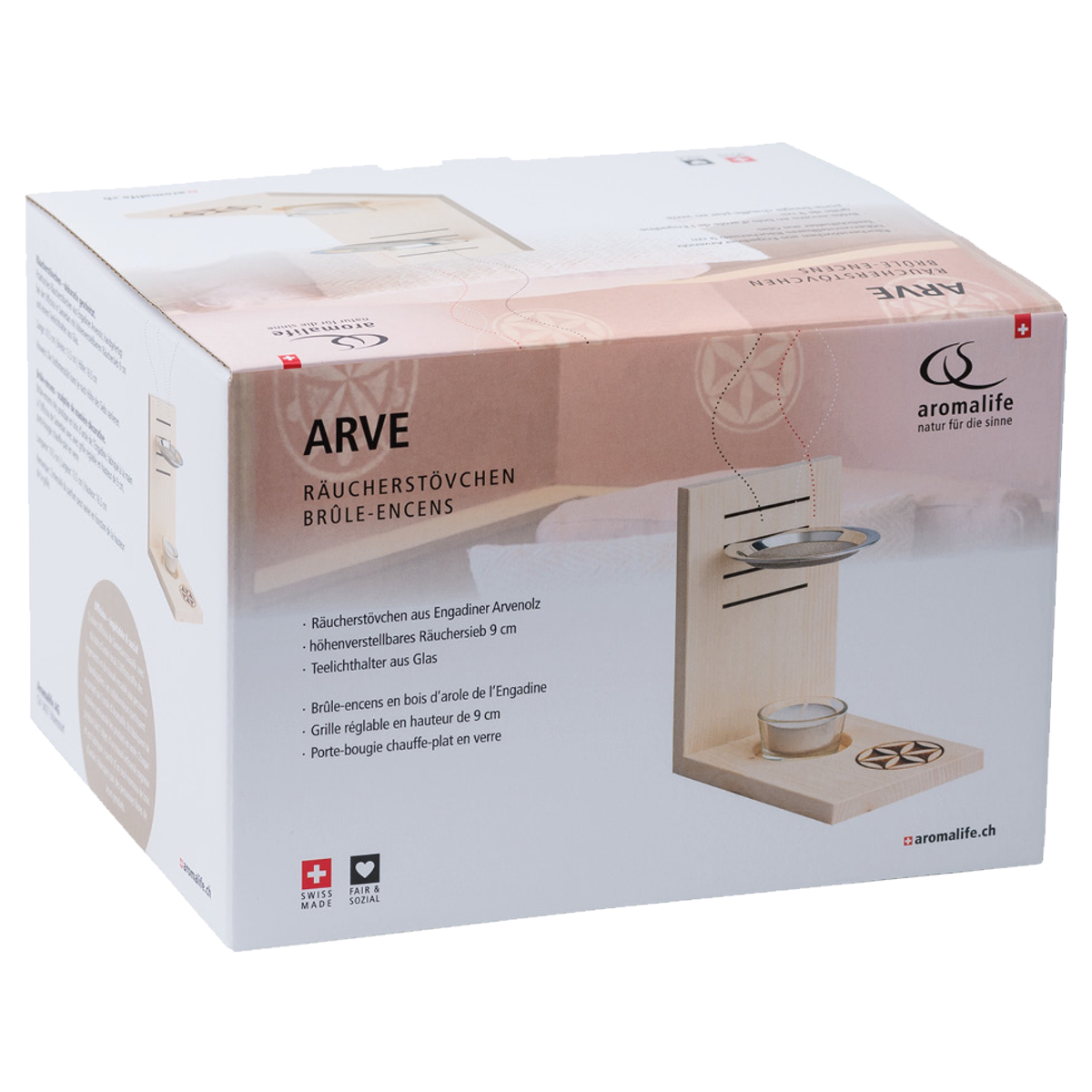 Aromalife Arve Räucherstövchen mit Räuchersieb Aromalife Arve Räucherstövchen mit Räuchersieb