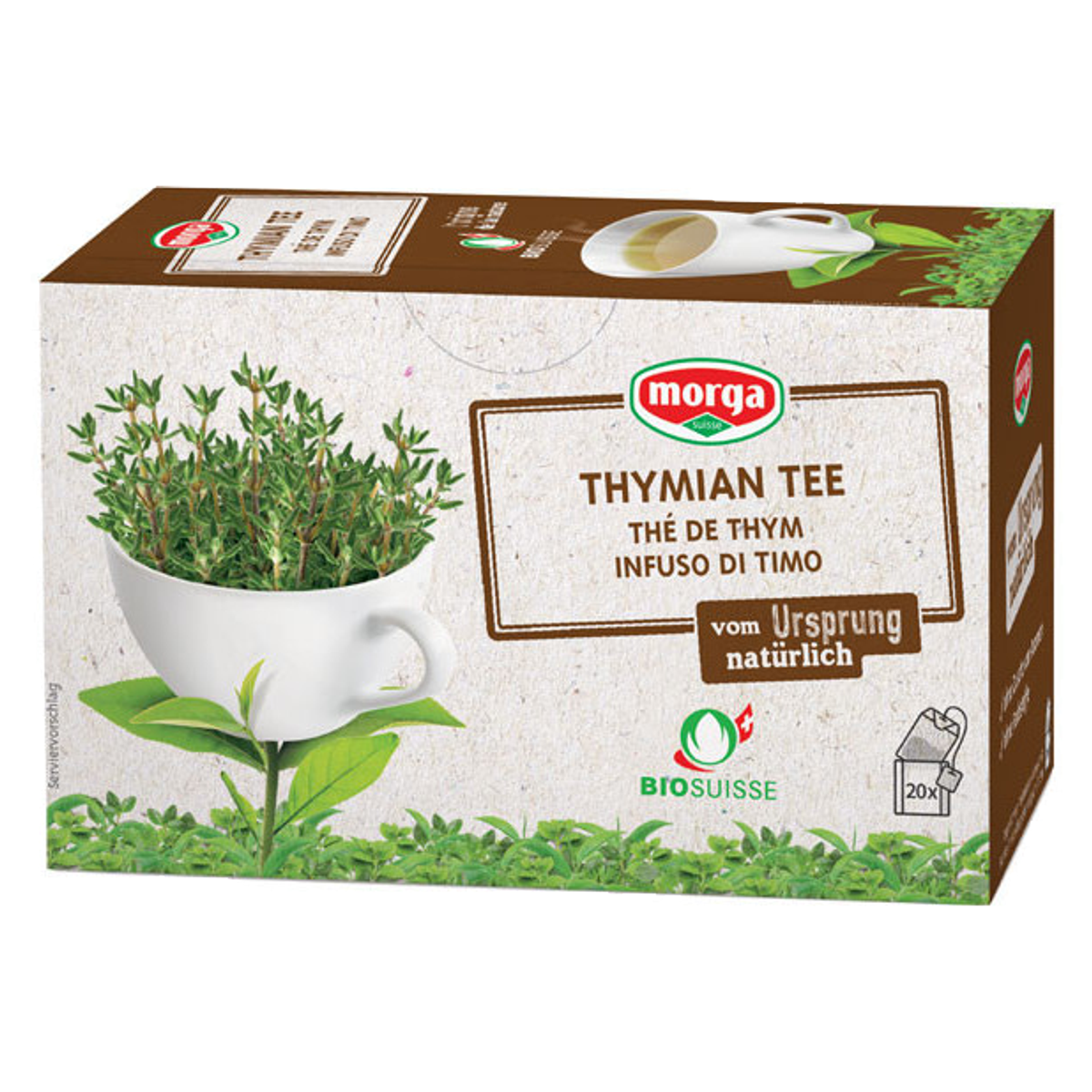 Morga Thymian Tee mit Hülle Bio Knospe Beutel 20 Stück Morga Thymian Tee mit Hülle Bio Knospe Beutel 20 Stück