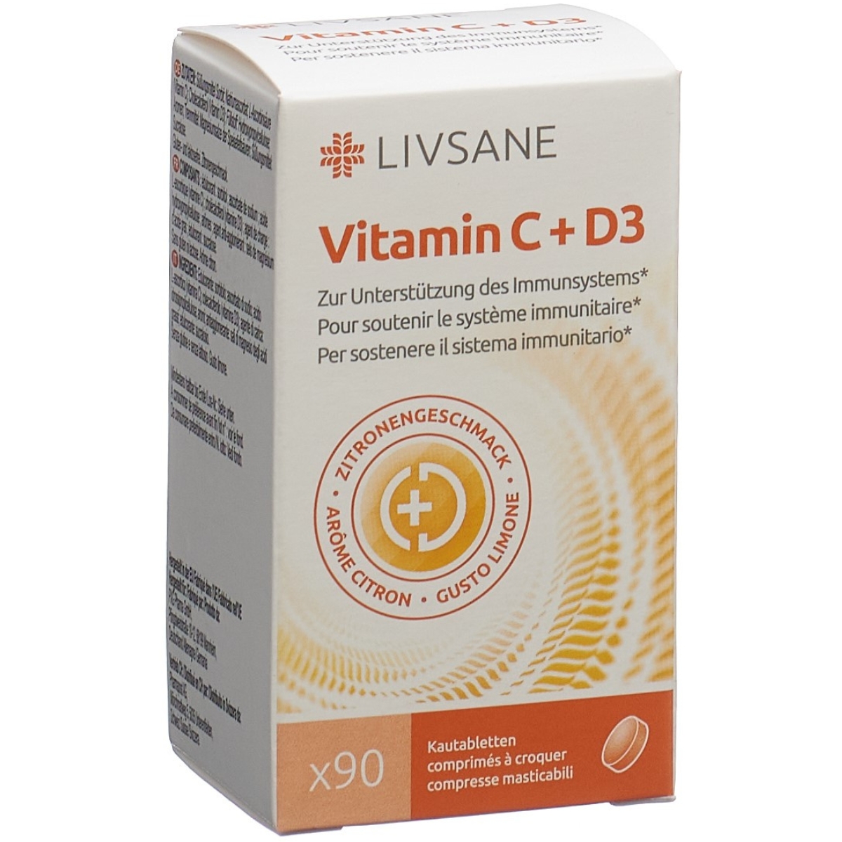Livsane Vitamin C + D3 Kautabletten 90 Stück Livsane Vitamin C + D3 Kautabletten 90 Stück