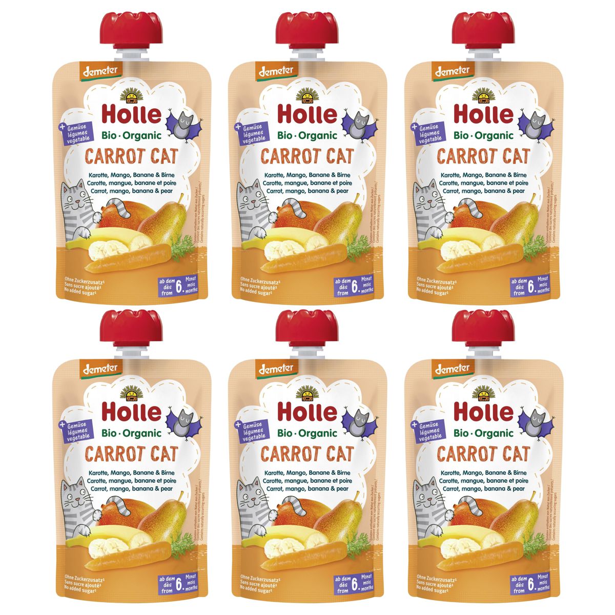 Holle Carrot Cat Pouchy Karotte Mango Banane Birne 6x 100 g Holle Carrot Cat Pouchy Karotte Mango Banane Birne 6x 100 g