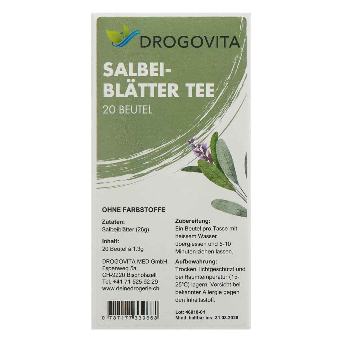 DROGOVITA Salbei Tee Beutel 20 Stück DROGOVITA Salbei Tee Beutel 20 Stück