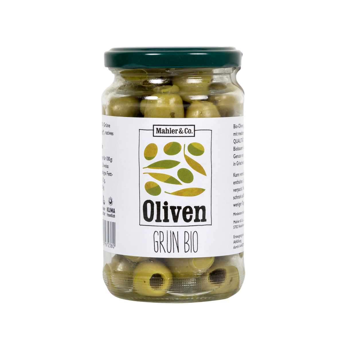 MAHLER grüne Oliven Bio ohne Stein 170 g