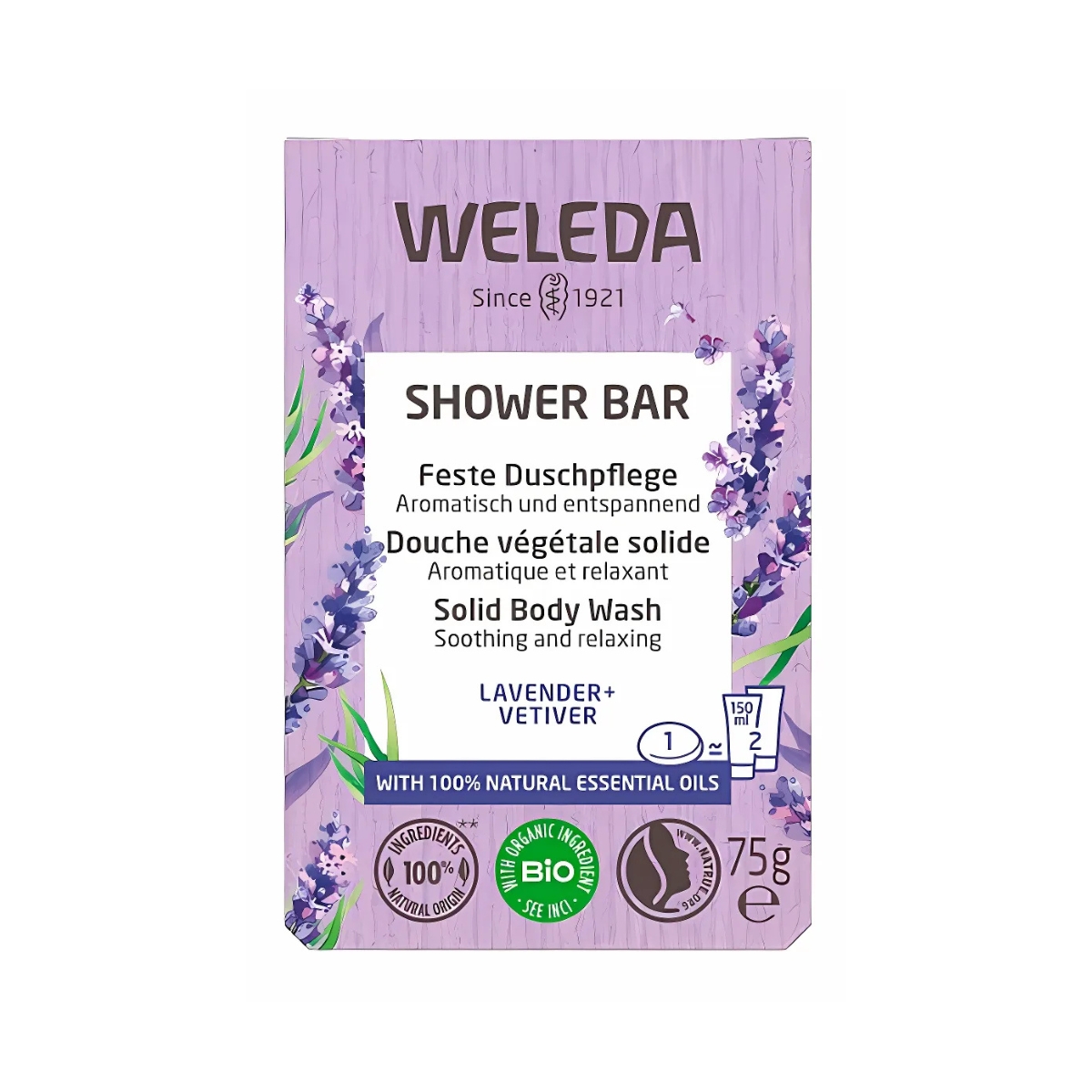 Weleda Feste Duschpflege Lavender + Vetiver 75 g Weleda Feste Duschpflege Lavender + Vetiver 75 g