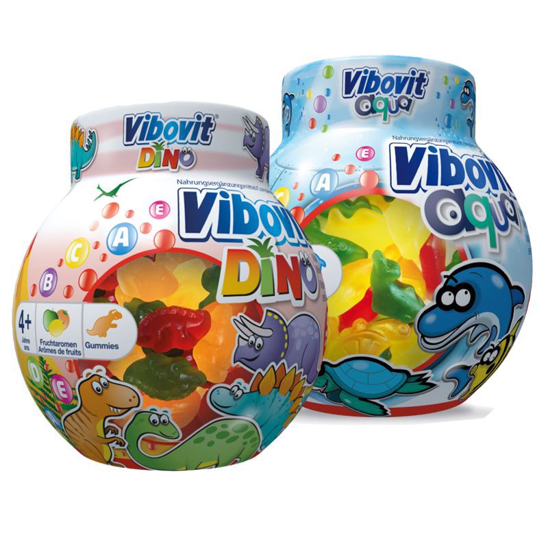 Vibovit aqua + Dino Fruchtgummis Dose 2x 50 Stück Vibovit aqua + Dino Fruchtgummis Dose 2x 50 Stück