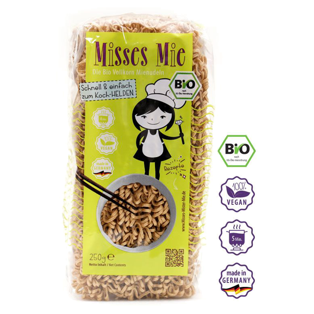 Misses & Mister Mie Vollkorn Mie Nudeln 250 g Misses & Mister Mie Vollkorn Mie Nudeln 250 g