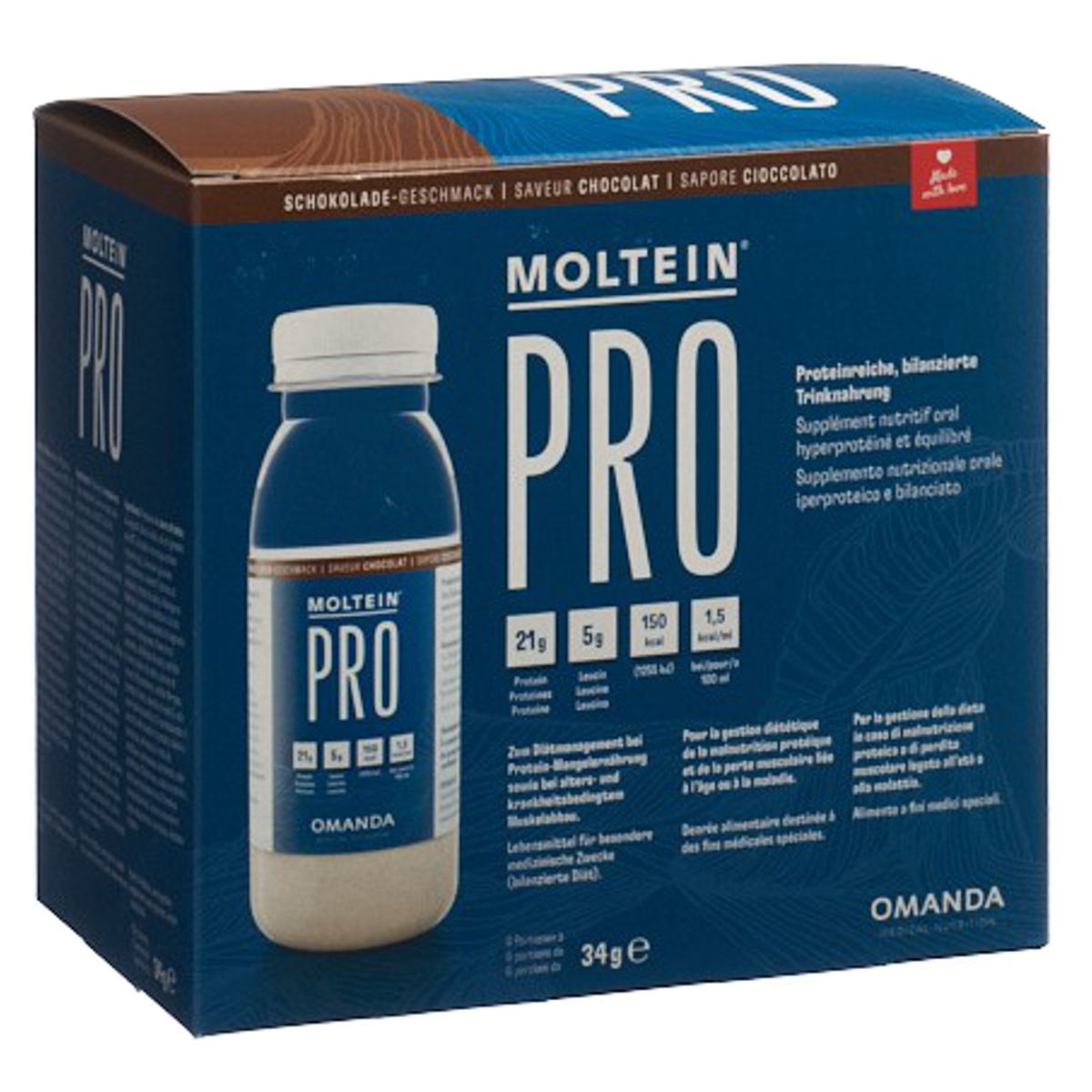 Moltein Pro 1.5 Schokolade 6 Flaschen 34 g