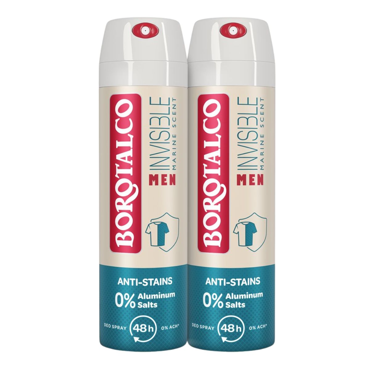 Borotalco Déodorant homme en spray Invisible 2 x 150 ml