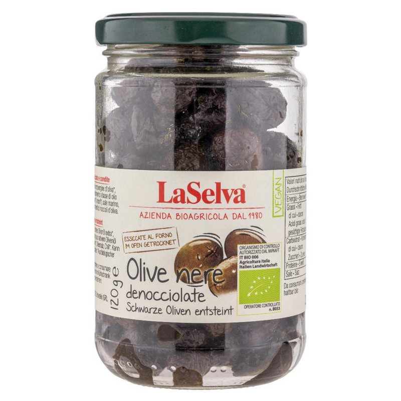La Selva schwarze Oliven getrocknet und entsteint 120 g La Selva schwarze Oliven getrocknet und entsteint 120 g