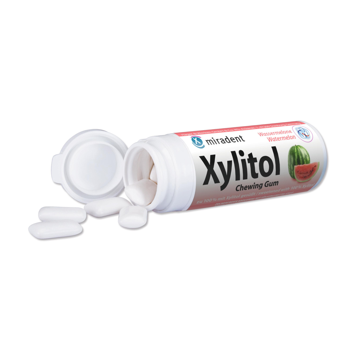 MIRADENT Xylitol Kaugummi Wassermelone Dose 30 Stück MIRADENT Xylitol Kaugummi Wassermelone Dose 30 Stück