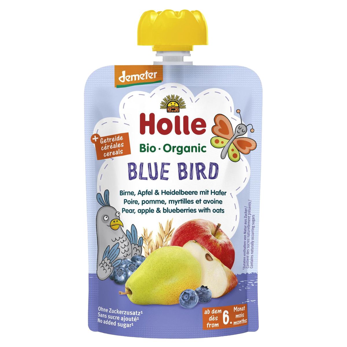 Holle Blue Bird Pouchy Birne Apfel Heidelbeere mit Hafer 6x 100 g Holle Blue Bird Pouchy Birne Apfel Heidelbeere mit Hafer 6x 100 g