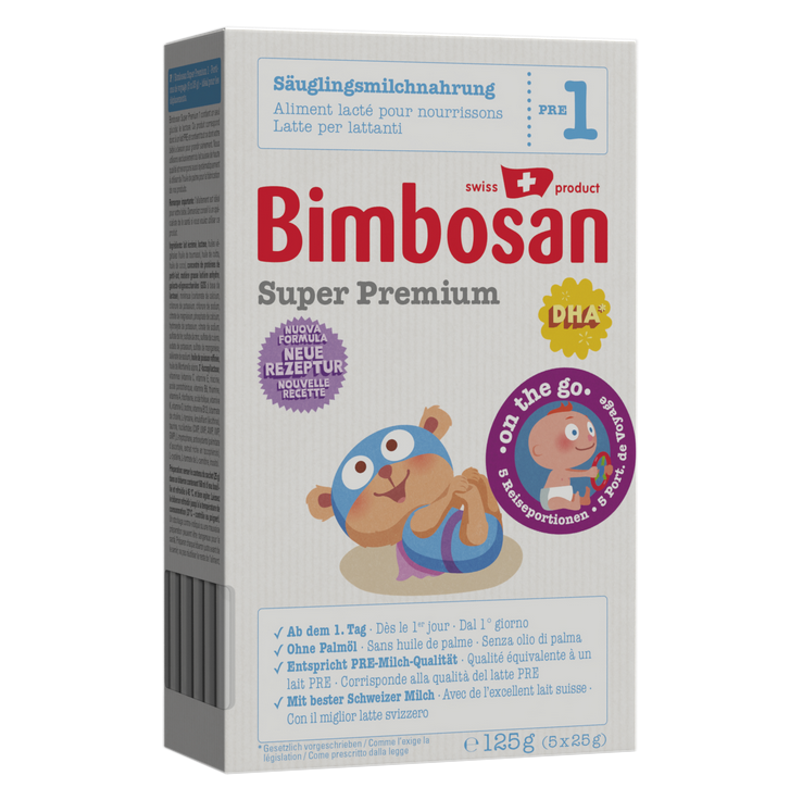 Bimbosan Super Premium 1 Säuglingsmilch Reiseportionen 5x 25 g