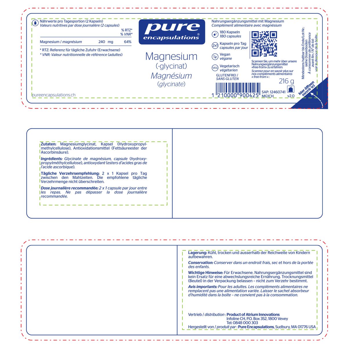Pure Magnesium Glycinat Kapseln Dose 90 Stück Pure Magnesium Glycinat Kapseln Dose 90 Stück