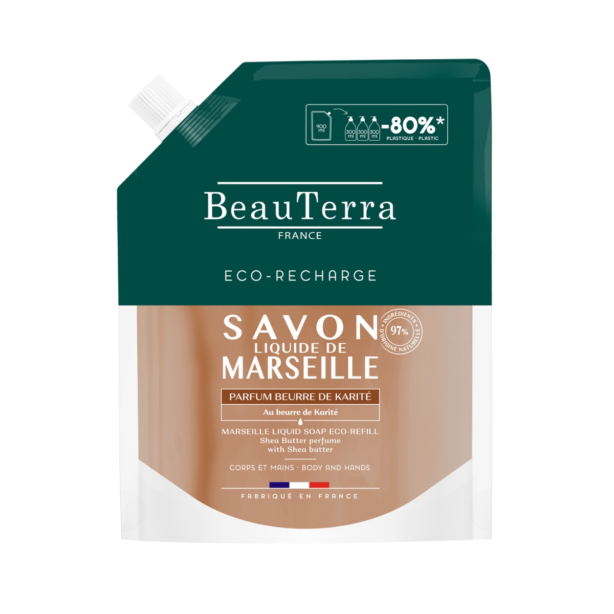 BeauTerra Flüssigseife Marseille Sheabutter refill 900 ml BeauTerra Flüssigseife Marseille Sheabutter refill 900 ml