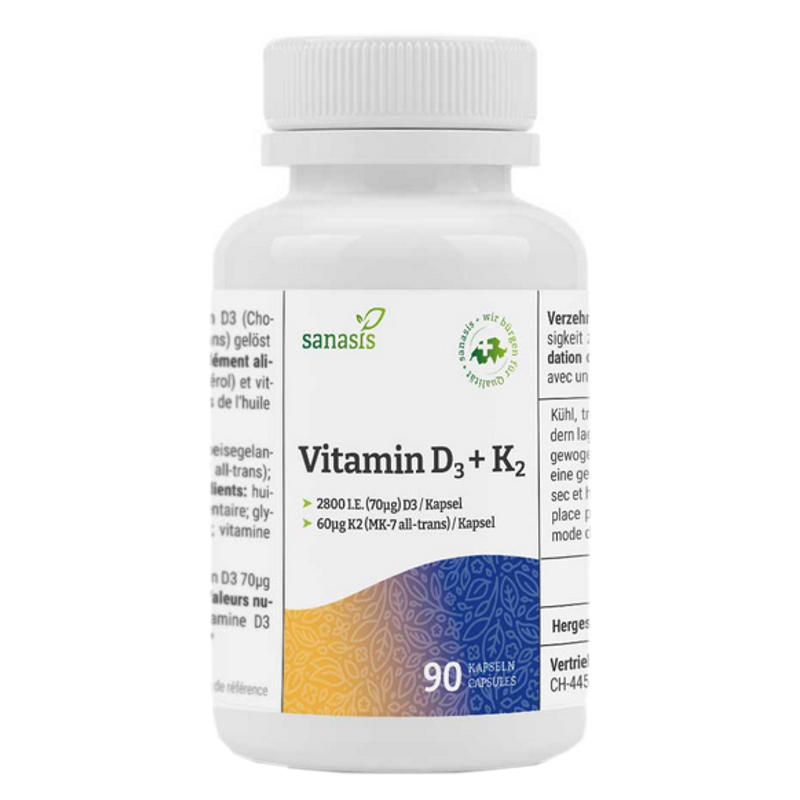 Sanasis Vitamin D3 + K2 Kapseln 90 Stück Sanasis Vitamin D3 + K2 Kapseln 90 Stück