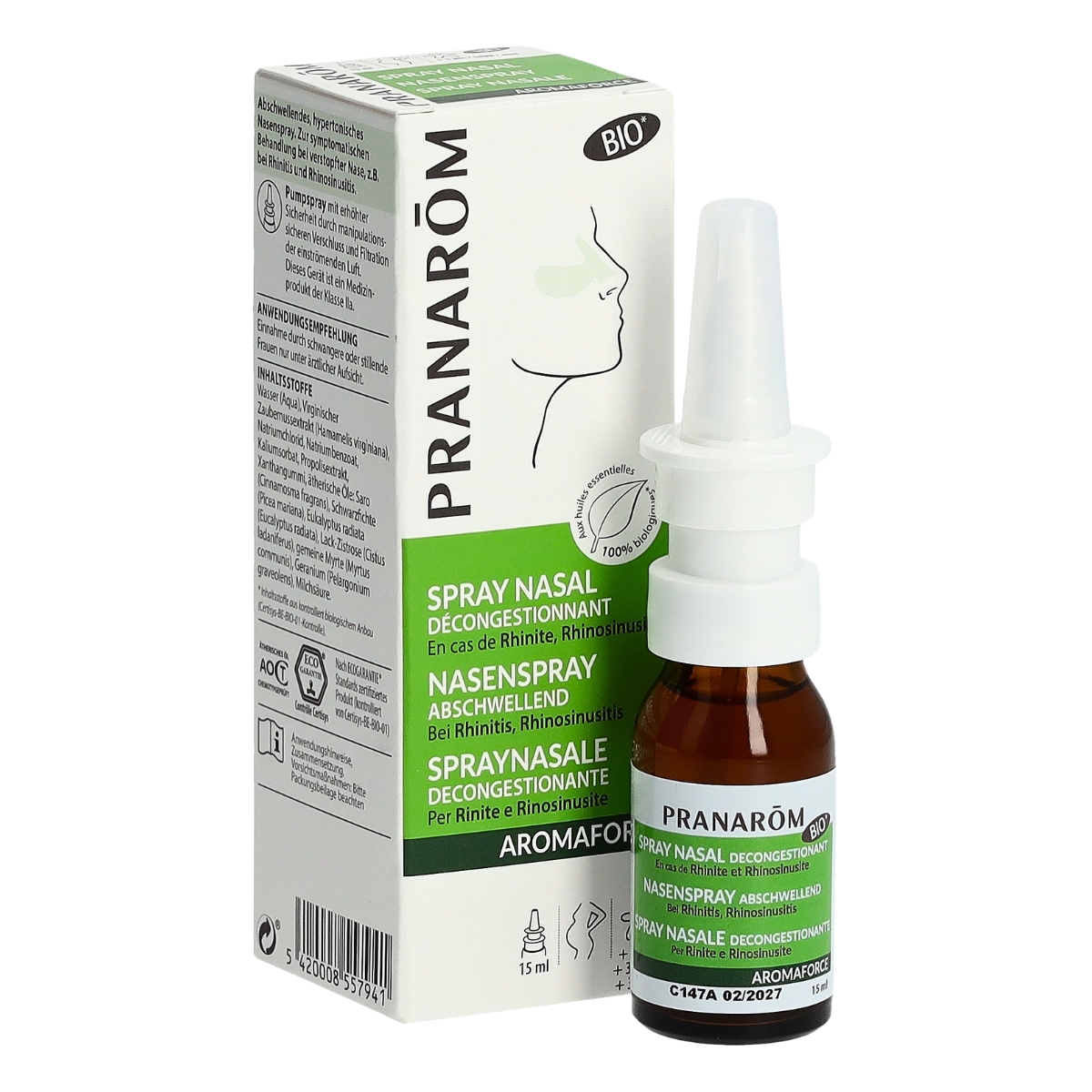 Pranarom Aromaforce Nasenspray abschwellend Bio 15 ml
