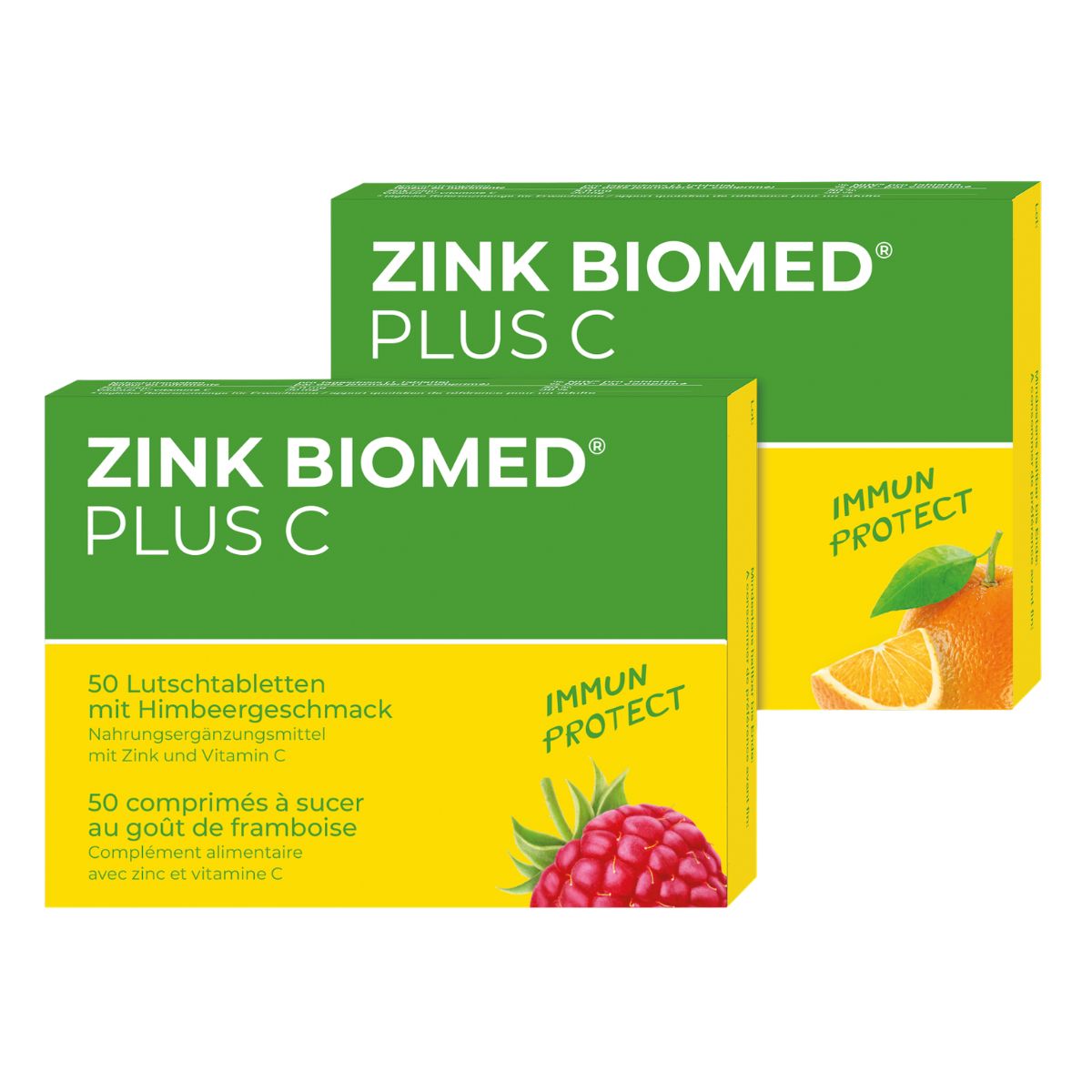 Zink Biomed plus C Lutschtabletten Himbeer + Orange Duo