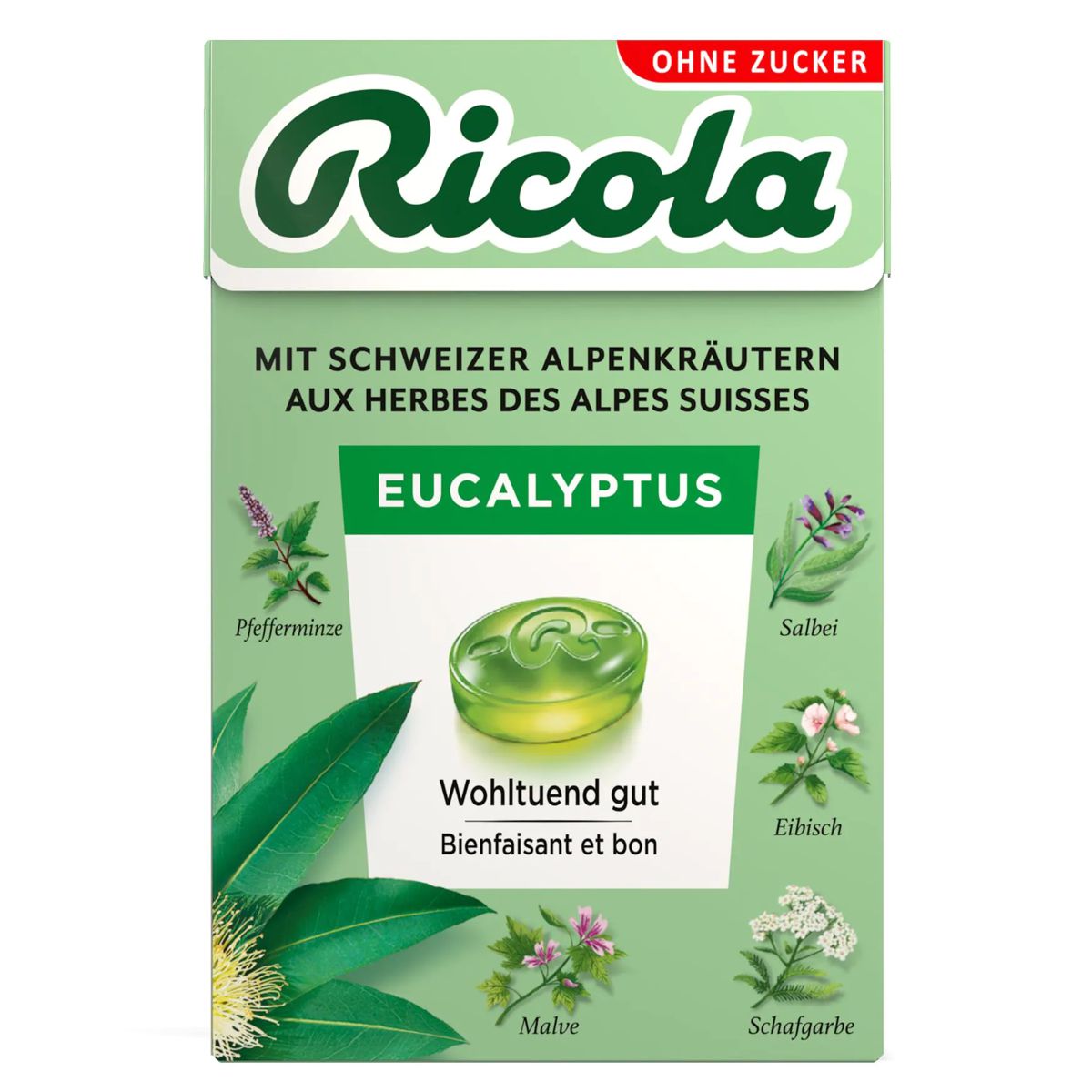 Ricola Eucalyptus Bonbons ohne Zucker Box 50 g Ricola Eucalyptus Bonbons ohne Zucker Box 50 g