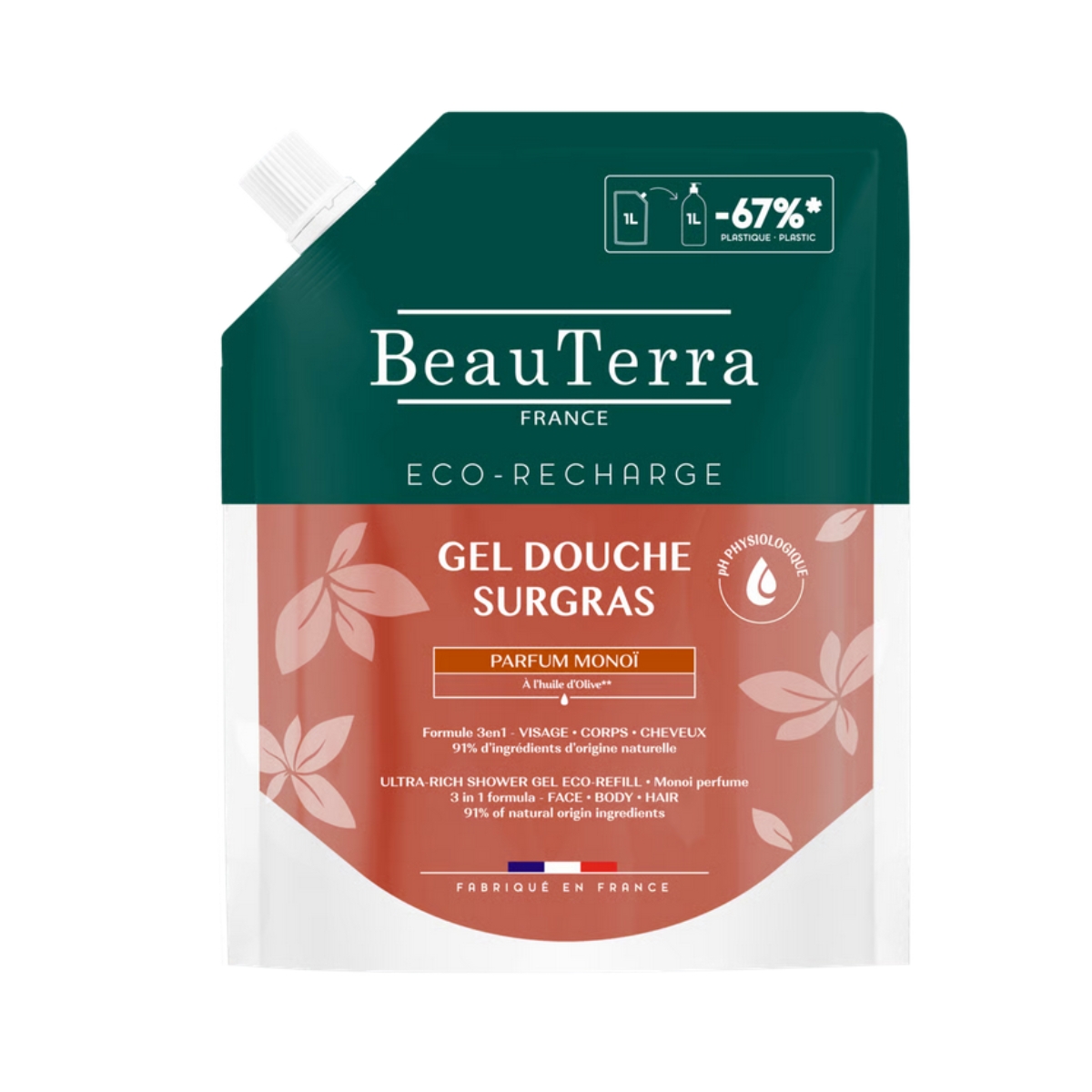 BeauTerra Duschgel reichhaltig Monoi 1000 ml Refill
