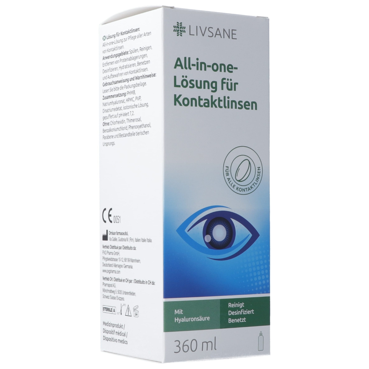 Livsane All-in-one-Lösung für Kontaktlinsen 360 ml