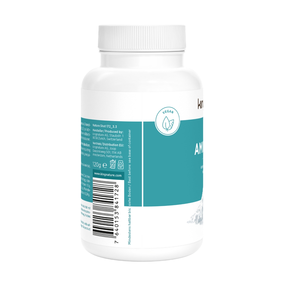 Kingnature Amino Vida Tabletten 240 Stück Seitenansicht Kingnature Amino Vida Tabletten 240 Stück Seitenansicht