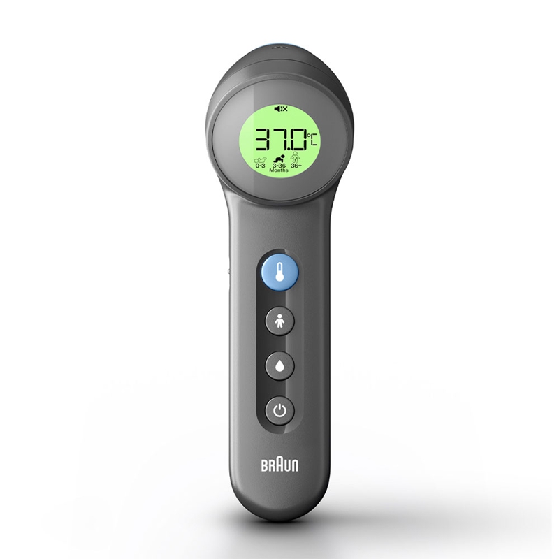 Braun Thermometer mit berührungsfreiem und Berührungsmodus