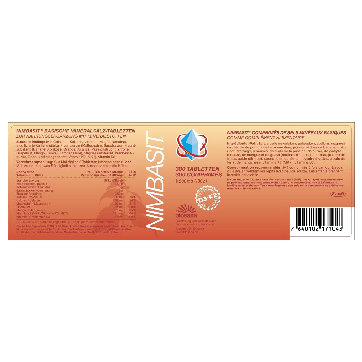 Biosana Nimbasit Mineralsalz Tabletten 300 Stück Biosana Nimbasit Mineralsalz Tabletten 300 Stück
