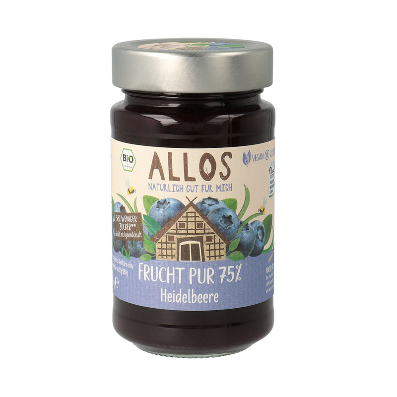 ALLOS Frucht Pur Konfitüre 75 % Heidelbeere Bio 250 g ALLOS Frucht Pur Konfitüre 75 % Heidelbeere Bio 250 g